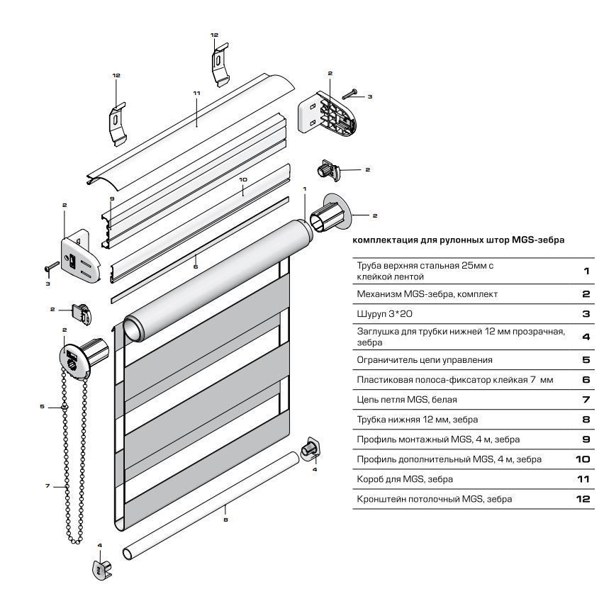 Схема сборки ролл шторы
