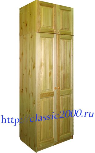 Шкаф двухдверный с антрисолью деревянный, массив