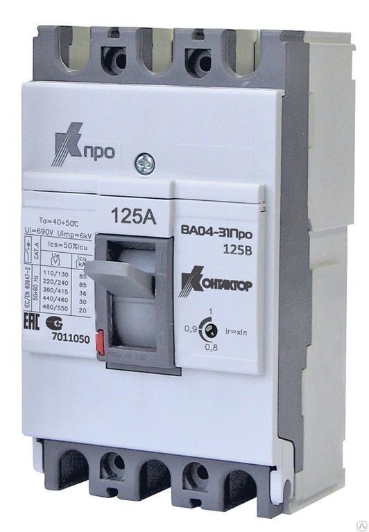 Выключатель автоматический ВА04-31 Про 3p 80А Icu-10kA к Контактор