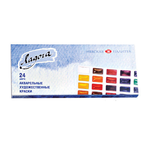 Краски акварельные художественные "Ладога", 24 цвета, кювета 2,5 мл, картон