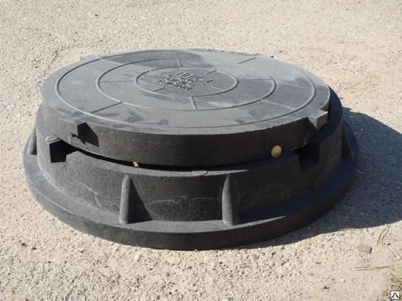 Крышка колодезного люка для дорожных плит, ЖБИ, полимер-песчаный Т 15 тонн