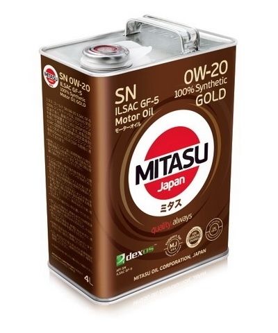 Масло моторное MITASU GOLD 0W20 SN (4л) синт.для бенз.двигателей