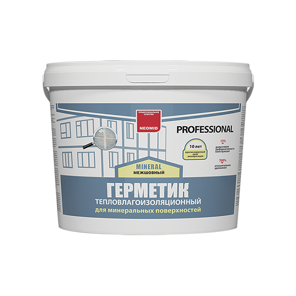 Строительный герметик Neomid Mineral Professional Серый, ведро 15 кг