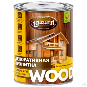 Декоративная пропитка для защиты древесины «Lazurit» Wood, 1 л, белый 