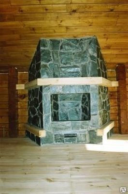 Камень природный Сланец темно-зеленый L 100-350 мм, плитняк жаростойкий, облицовочный.