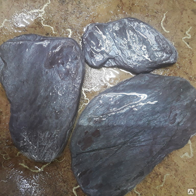 Камень природный Сланец сиреневый галтованный 80-200мм Облицовочный, ландшафтный. Оптом