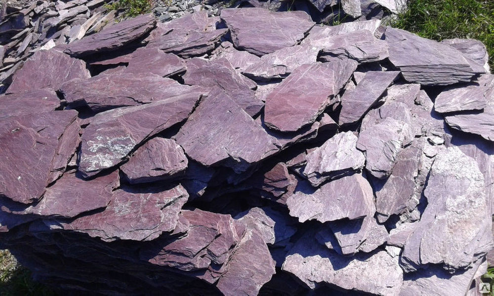 Камень природный Сланец сиреневый 80-300 мм Жаростойкий, облицовочный, плитняк, на поддоне