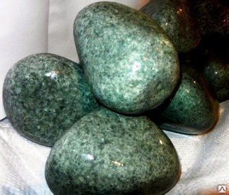 Камень банный Жадеит галтовано-шлифованный, теплоемкий мелкий весовой. Хакасия