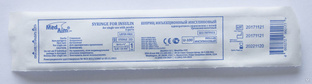 Шприц инсулиновый U-100 3-х компонентный 1 мл с иглой 0,4х12 мм 27Gx1/2" 