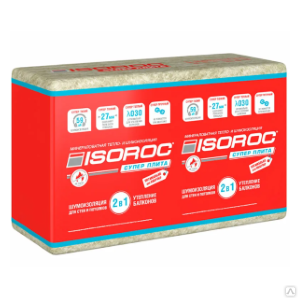 Плита "ISOROC" Супер 27 мм х 610 мм х 1170 мм х 14 шт, плиты 9,99 кв.м/ 0,270 куб.м, 27 мм 