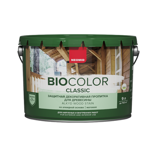 NEOMID BIO COLOR CLASSIC Защитная декоративная пропитка для древесины (9 л Белый)