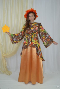 Карнавальный костюм Осень с шифоном золотистая 