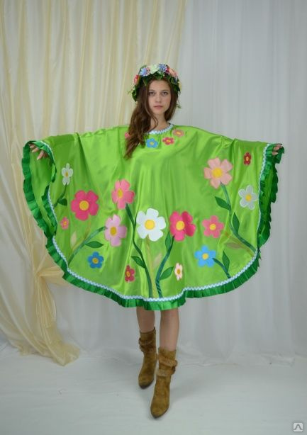 Карнавальный костюм Весна платье кокошник