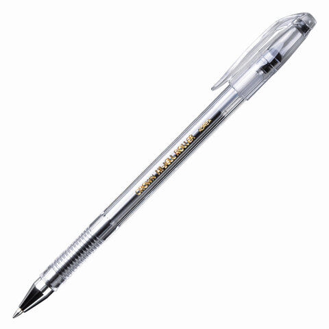 Ручка гелевая CROWN "Hi-Jell", ЧЕРНАЯ, корпус прозрачный, узел 0,5 мм, лини
