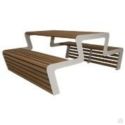 Стол уличный деревянный садовый "Каро" со скамейками #1