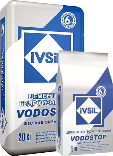 Обмазочная гидроизоляция IVSIL VODOSTOP 5 кг, 240 шт/пал