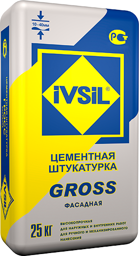 Штукатурная смесь фасадная IVSIL GROSS -М, 25 кг