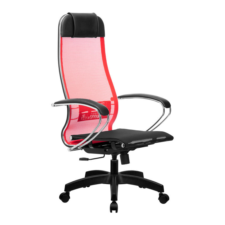 Кресло офисное Метта Комплект 4 (красная сетка), пластик PL