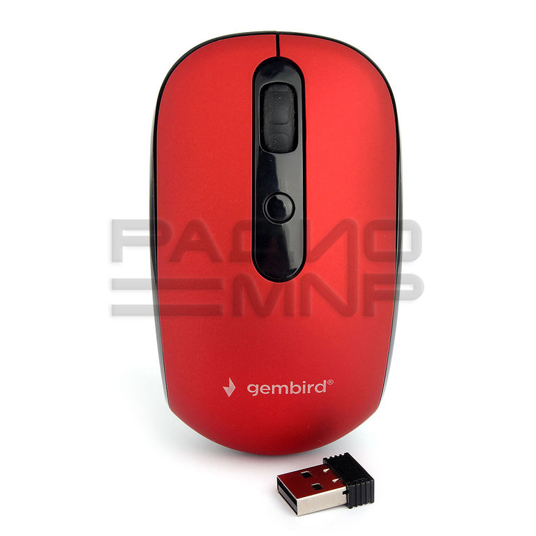 Мышь компьютерная беспроводная "Gembird" MUSW-355-R, 3кн.+колесо кнопка, 1600DPI, 2.4ГГц (красный) 4