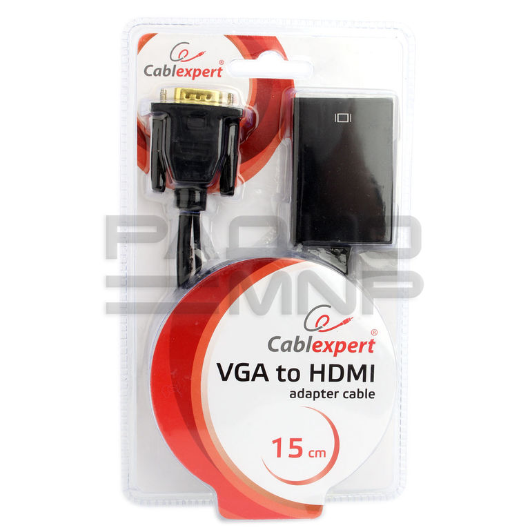 Переходник шт. VGA - гн. HDMI + гн.3,5мм, питание от USB, провод 15см. "Cablexpert" 3