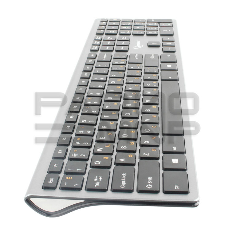 Клавиатура беспроводная 104кл., м/медиа, ножничный механизм, бесшумная, серебристо-чёрная 3