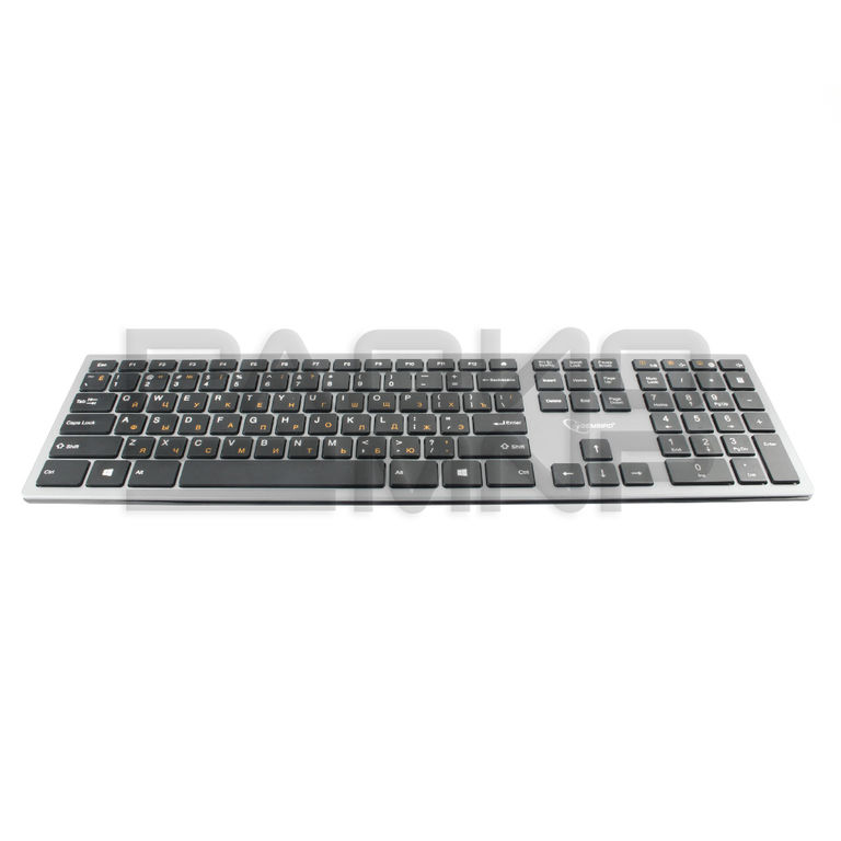 Клавиатура беспроводная 104кл., м/медиа, ножничный механизм, бесшумная, серебристо-чёрная 2