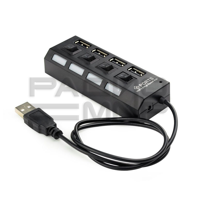 Концентратор USB 2.0 на 4 порта USB, с подсветкой, UHB-243-AD "Gembird" (чёрный) 1