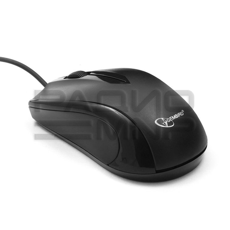 Мышь компьютерная "Gembird" MUSOPTI9-905U, USB, 2кн.,1000DPI, кабель 1,45м (чёрный) 3