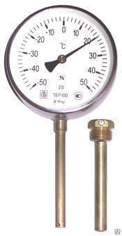 Термометр биметаллический радиальный ТБП100-Р с гильзой