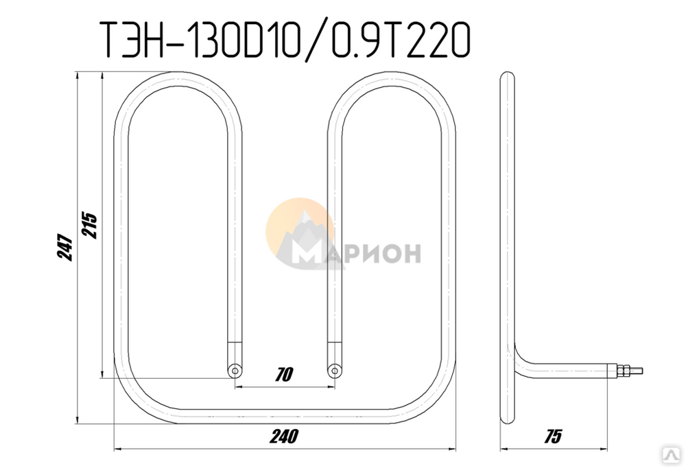 Т 220 2. Электронагреватель ТЭН 125 д13/0,75 т220.