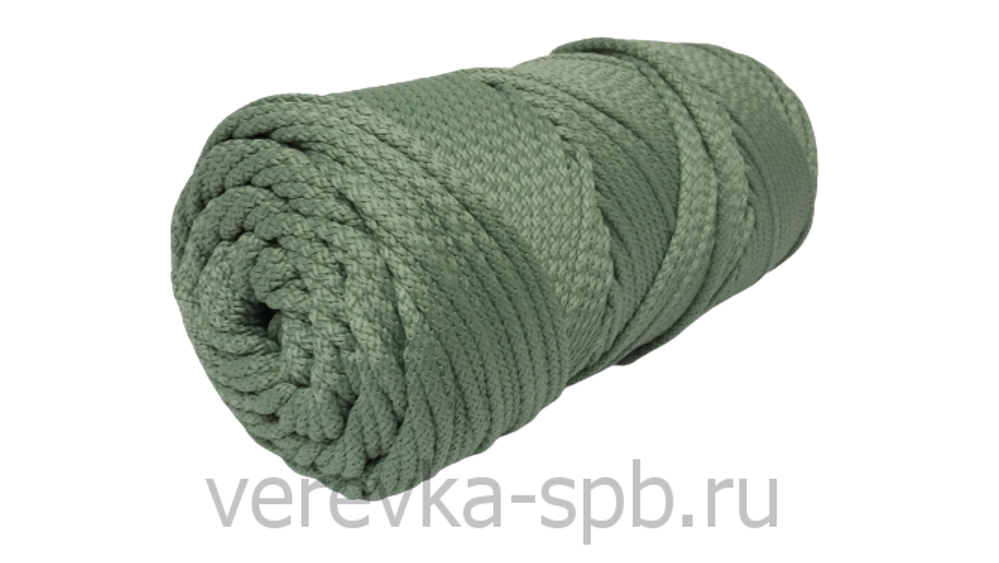 Шнур полиэфирный 5 мм, 200 м, с сердечником, для вязания, серо-зеленый