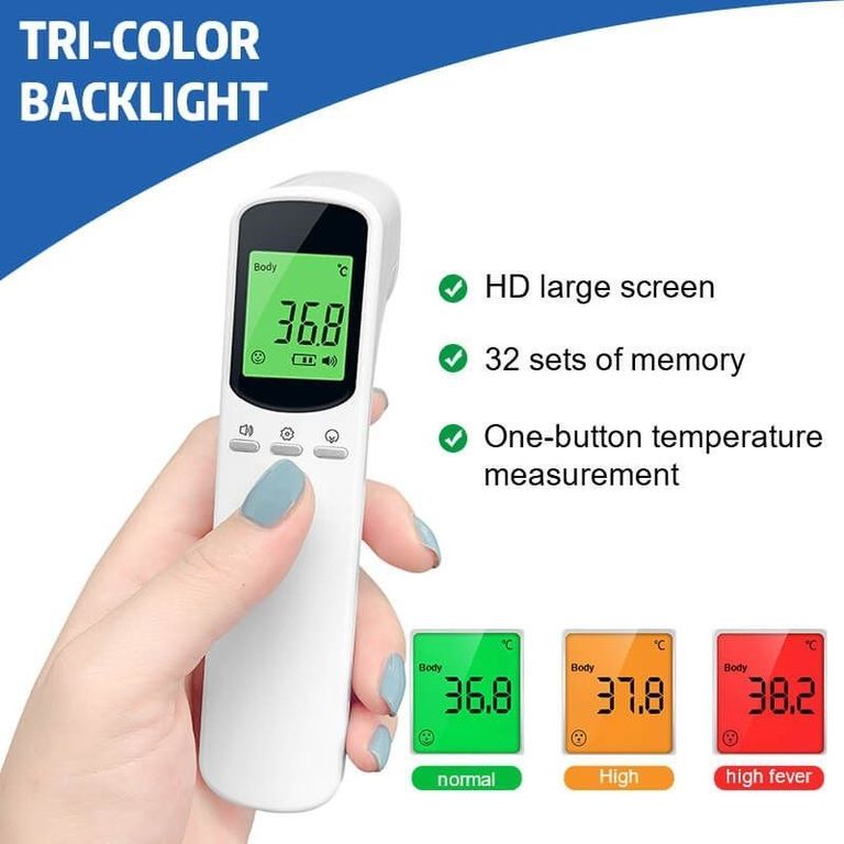 Градуник-термометр лазерный бесконтактный KRK с трехцветным LCD-дисплеем