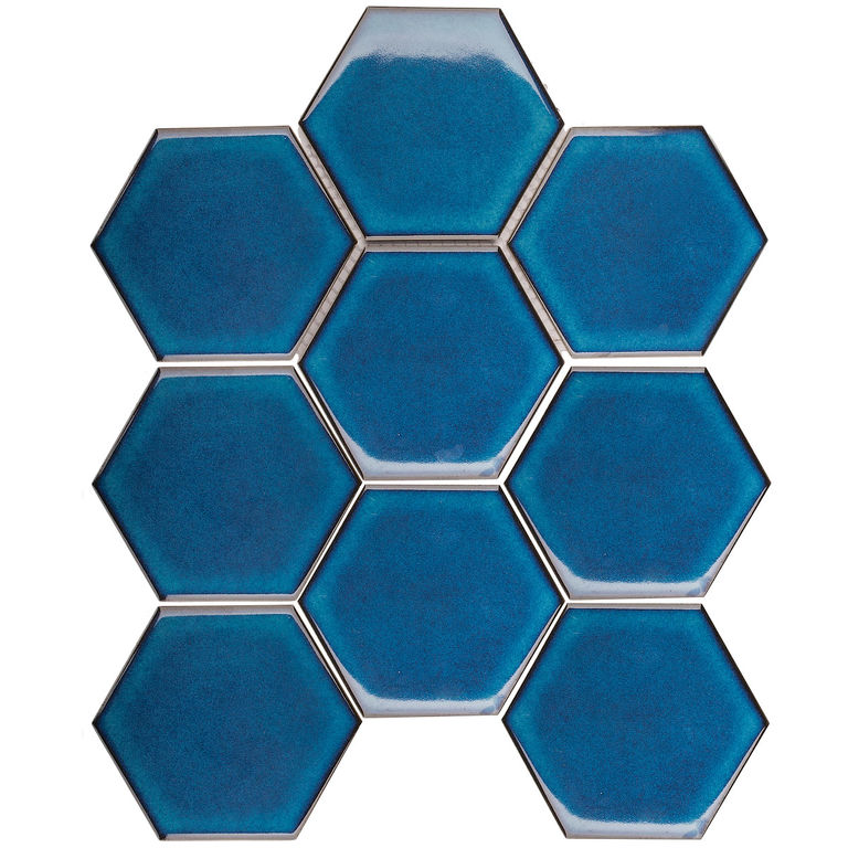 Керамическая мозаика Geometry Hexagon big Deep Blue Glossy 95x110 Starmosaic