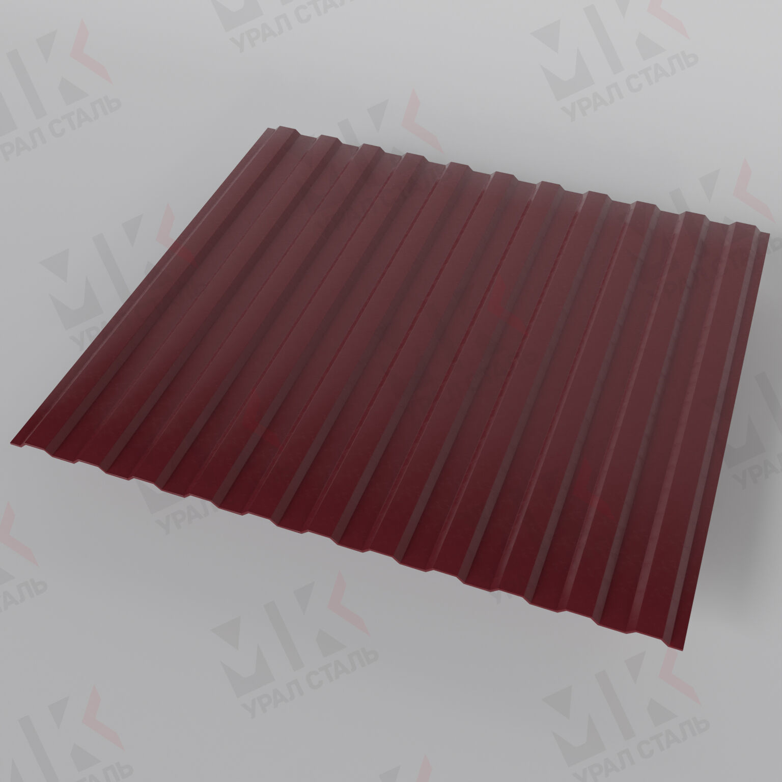 Гофрированный лист (гофролист) С15 RAL 3005 винно-красный 0.5 мм